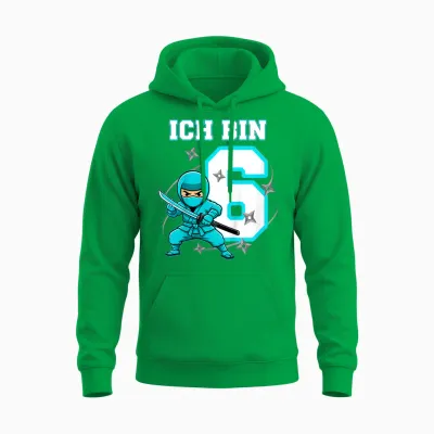 Ich Bin 6 Ninja Geburtstag 6 Jahre Junge Karate Unisex Hoodie - Irish Green