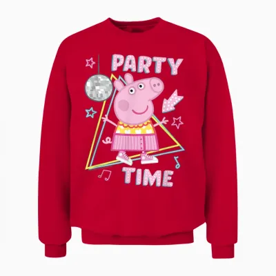 Peppa Pig Disco Party Time Amazon Exclusive T-Shirt, Blue Unisex Sweatshirt - Red