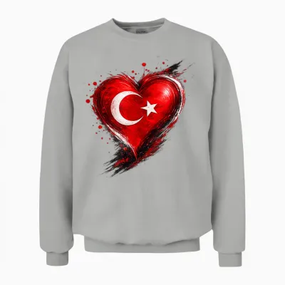 Türkei T-Shirt Mit Herz Türkische Flagge Türk Türkiye Unisex Sweatshirt - Ash