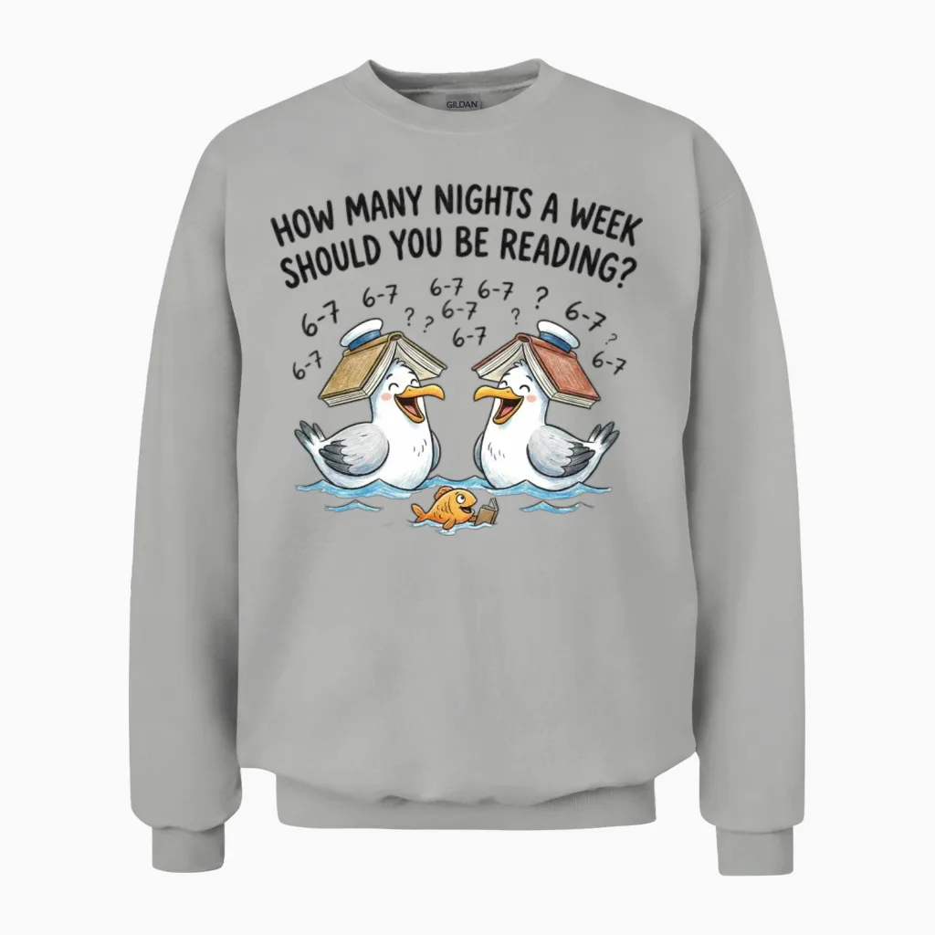 Seagull Book Club Duo Books & Reading Gift Unisex Sweatshirt in Ash