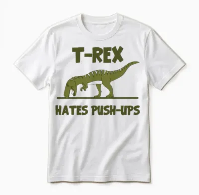 Tyrannosaurus Rex Dinosaur Hates Push Ups Unisex T-Shirt - White