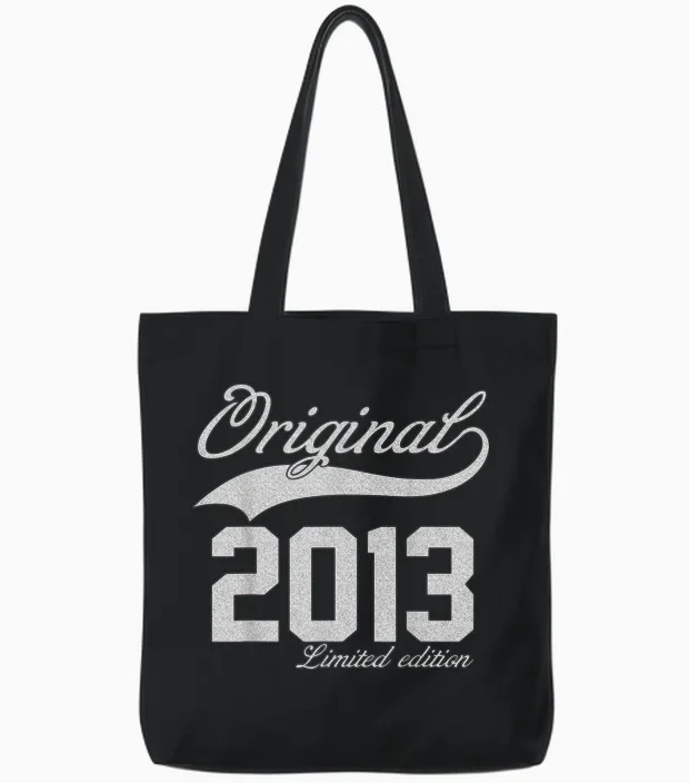 10 Years Vintage Original 2013 Limited Edition 10th Birthday T-Shirt, Black Tote Bags in Black