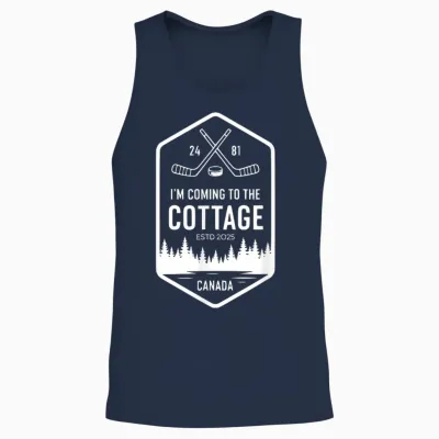Canada Coming to the Cottage Hockey Romance Unisex Tank Top - Navy