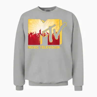 Mademark X Mtv - the Official Mtv Logo with a Cool Cheering Party Music Crowd Unisex Sweatshirt - Ash