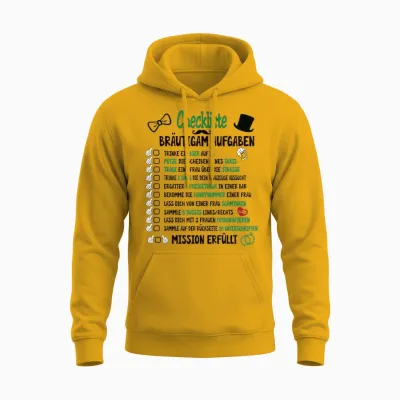 Groom Tasks Rumbling Jga Checklist T-Shirt, White Unisex Hoodie - Gold