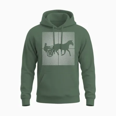 Trotting Horse Trotting Harness-Racing Horses Unisex Hoodie - Military Green