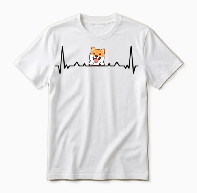 Shiba Inu Heartbeat Funny Shiba Inu Owner for Dog Lovers Unisex T-Shirt in White