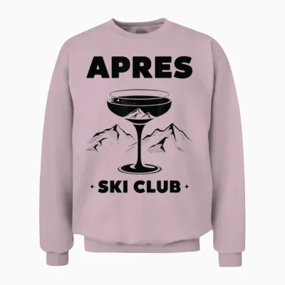 Après Ski Club Winter Party T-Shirt, White Unisex Sweatshirt - Light Pink