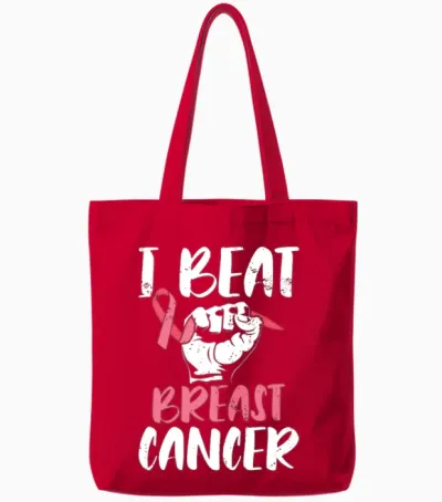 I Beat Breast Cancer Survivor Breast Cancer Tote Bags - Red