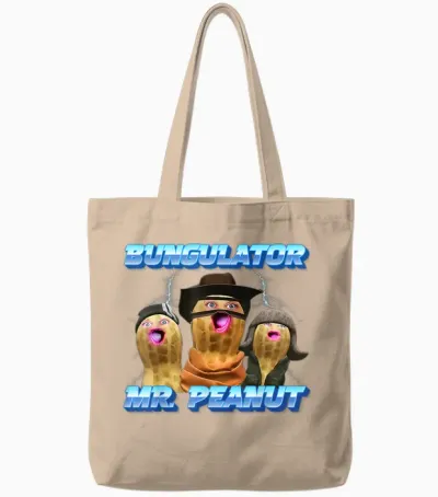 The Burnt Peanut Funny Goop Mr. Peanut Bungulator Tote Bags - Natural