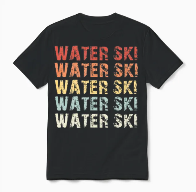Retro Water Ski Unisex T-Shirt in Black