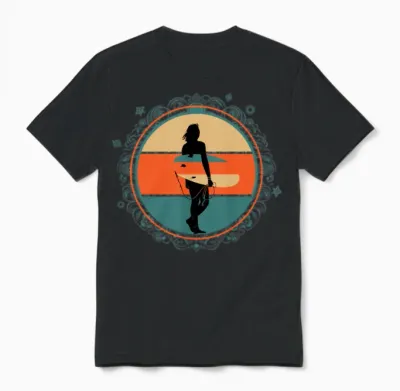 Vintage Female Surfer Gift Unisex T-Shirt - Black