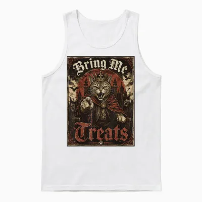 Chat Médiéval En Colère Unisex Tank Top - White