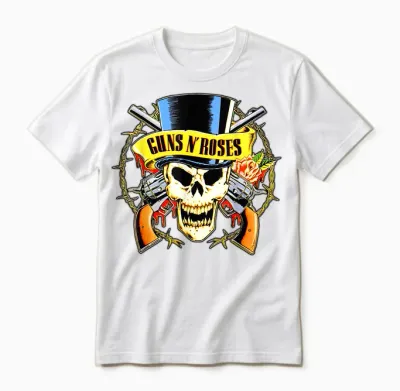 Guns N' Roses Official Top Hat Skull Unisex T-Shirt - White