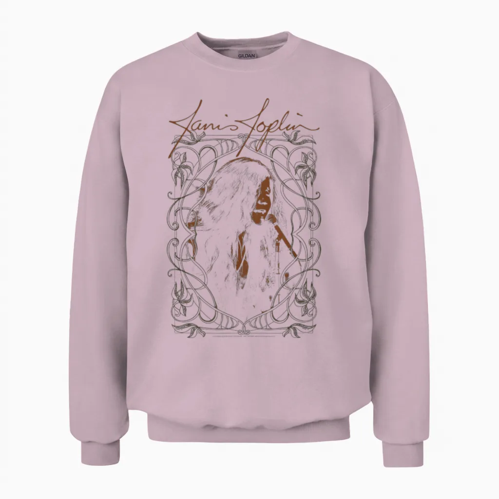 Photo Janis Joplin New Unisex Sweatshirt in Light Pink