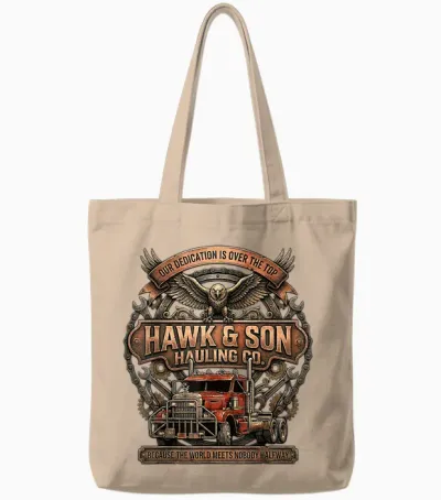 Hawk and Son Hauling Company Big Rig Pride Trucking Tote Bags - Natural