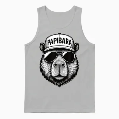 Papibara Cool Lustiger Capybara Papa Vatertag Unisex Tank Top - Ash