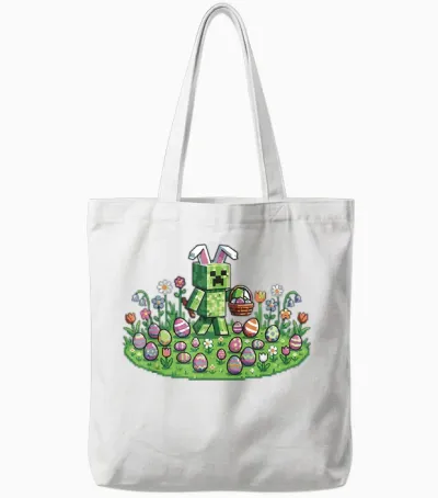 Pixel Osterhase Ostern Gaming Zocker Mann Kind Jungs Mädchen Tote Bags - White