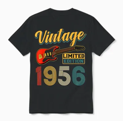 Guitare Vintage 1956 édition Limitée Année De Naissance Anniversaire Unisex T-Shirt - Black