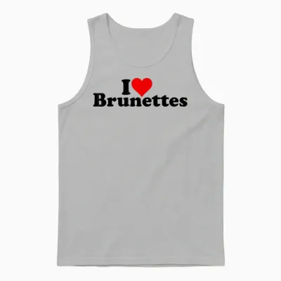 I Love Heart Brunettes Brunette Dark Hair T-Shirt, White Unisex Tank Top - Ash
