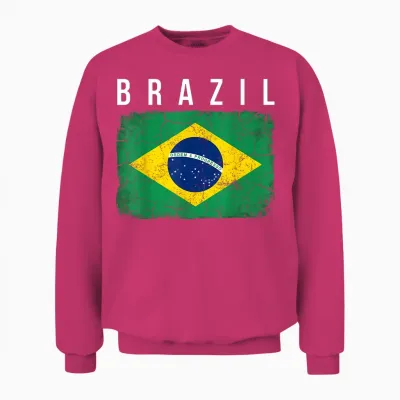 Vintage Used-Look Brasilien Flagge Unisex Sweatshirt - Heliconia