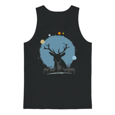Reindeer Christmas Unisex Tank Top - Black
