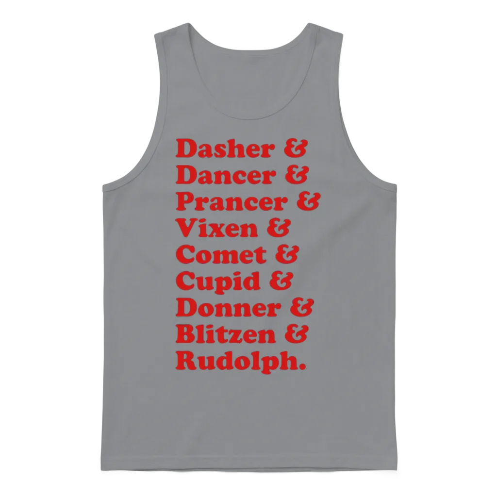 Reindeer Names โ Christmas Unisex Tank Top - Sport Grey