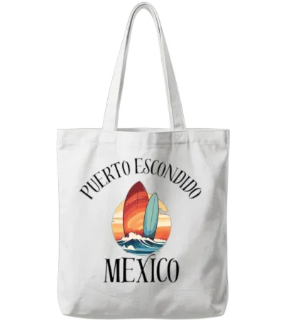 Puerto Escondido Oaxaca Mexico Surfboards Design Tote Bags - White