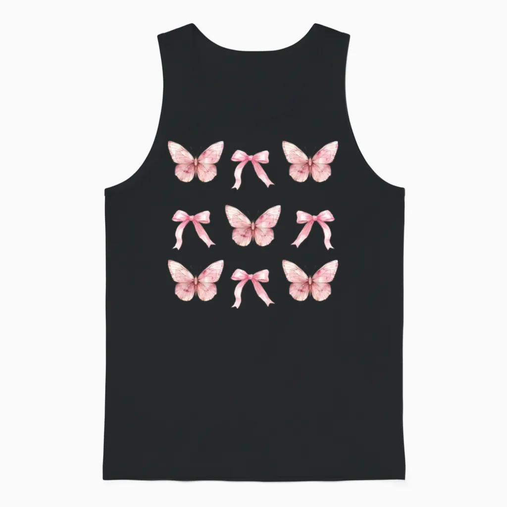 Coquette Aesthetic Butterfly Unisex Tank Top in Black