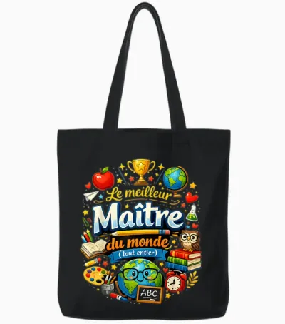 Gift School Teacher End Year Best in the World Teacher Tote Bags - Black