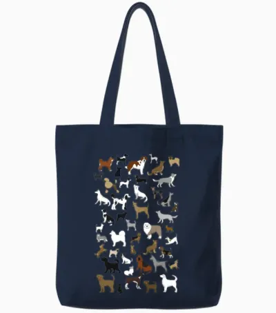 Many Dogs Pixel Tote Bags - Navy