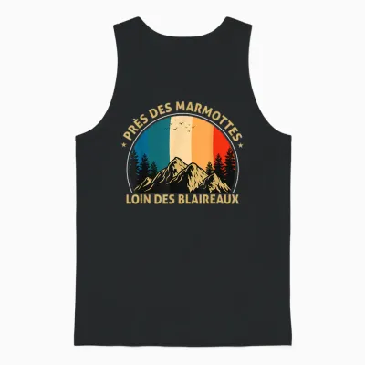 Close to the Marmots Away from the Badger Quote Forest Mountain Unisex Tank Top - Black