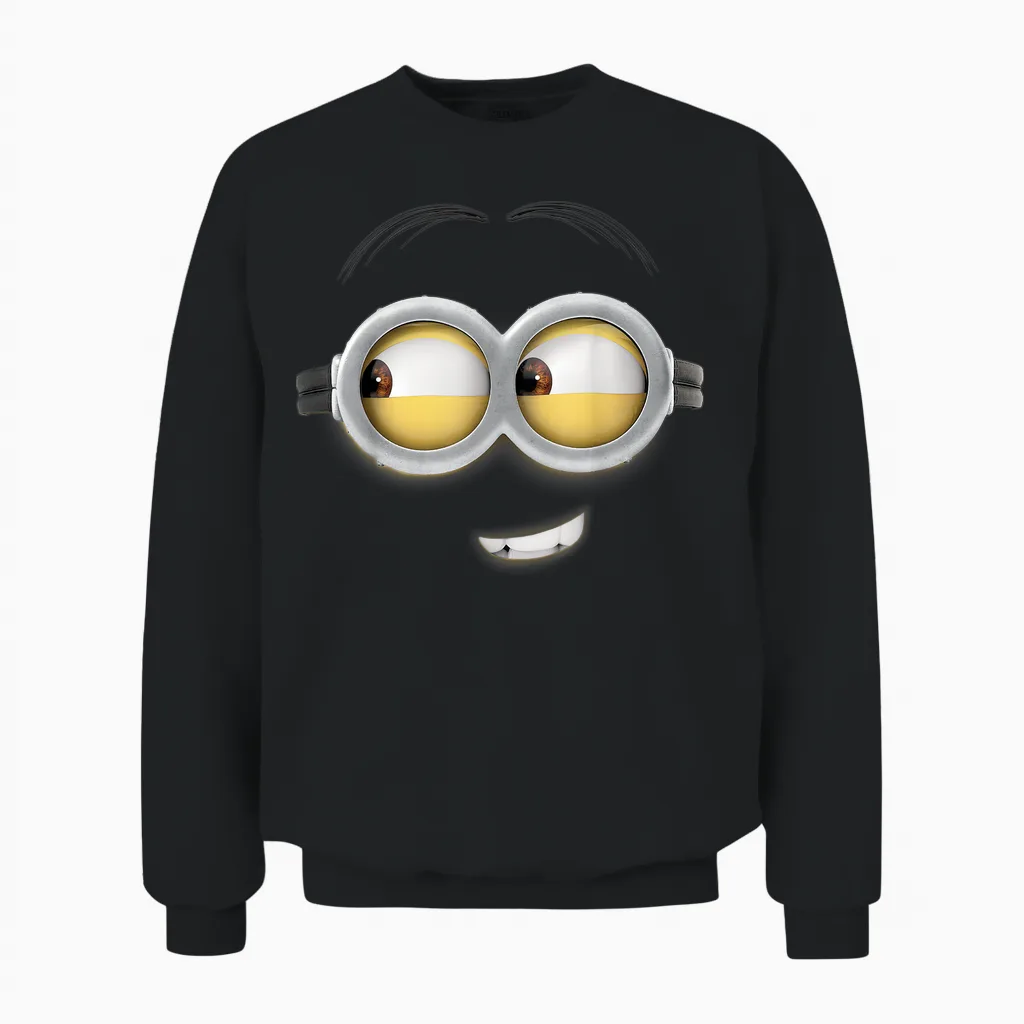 Despicable Me Minions Dave Side Smile Graphic Unisex Sweatshirt in Black