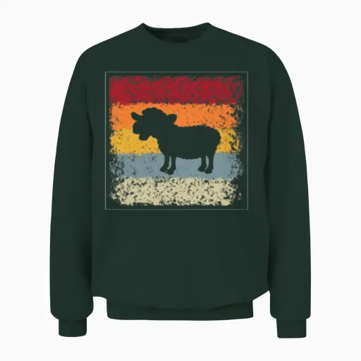 Sheep Retro Unisex Sweatshirt in Forest