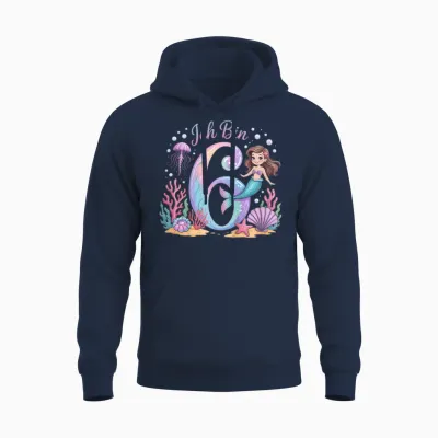 Ich Bin 6 Meerjungfrau Geburtstag Mädchen Geburtstags Unisex Hoodie - Navy