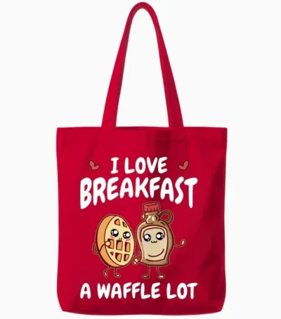 Breakfast Waffles - Waffle and Syrup Lover Tote Bags - Red