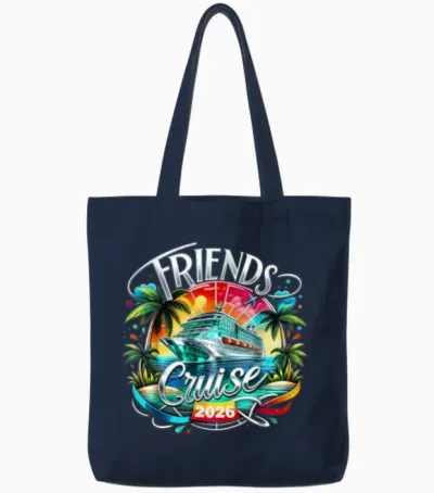 Friends Cruise 2026 Cruise Squad 2026 Funny Friend Tote Bags - Navy