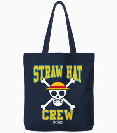 One Piece Anime Straw Hat Crew Athletic Type Jolly Rogers Tote Bags - Navy