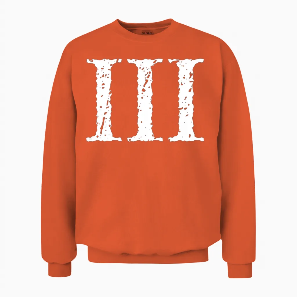Roman Numeral 3 Iii ~ Three Unisex Sweatshirt in Orange