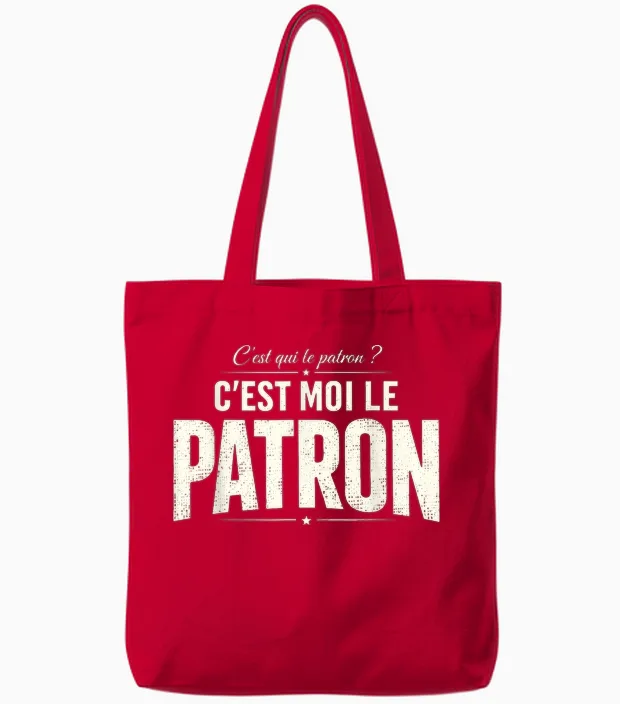 C'est Moi Le Patron Humour Travail Bureau Cadeau Homme Femme Tote Bags in Red