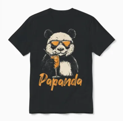 Papanda Lustiges Panda Papa Wortspiel Vatertag Unisex T-Shirt - Black