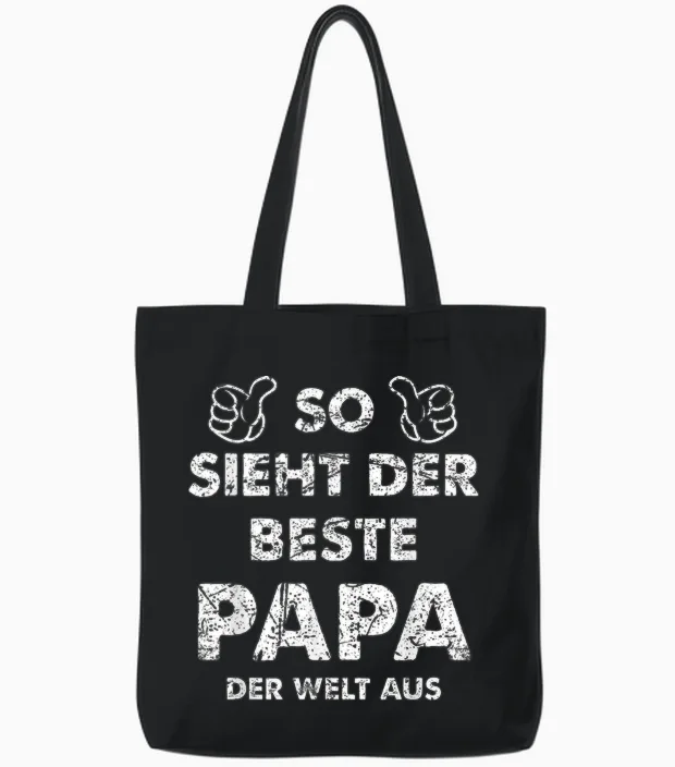 T-Shirt with German Text Funny "so Sieht Der Beste Papa Der Welt" [german Language, Black Tote Bags in Black