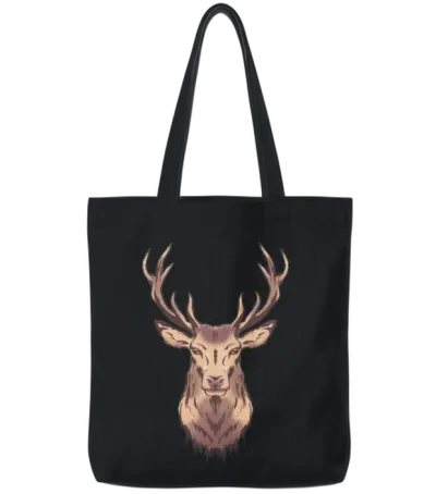 Deer Head Tote Bags - Black