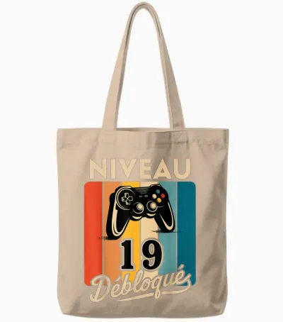 Level 19 Years Man 2006 Birthday Gamer Level 19 Man Tote Bags - Natural