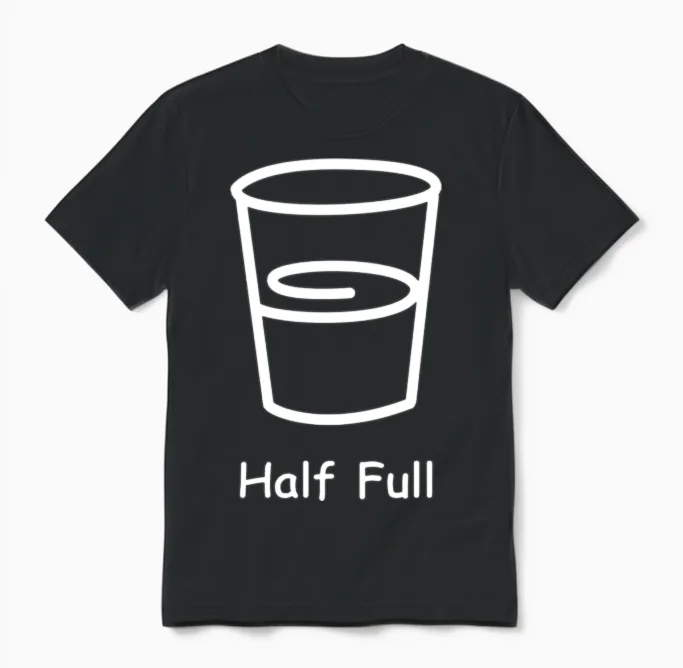 Half Full Funny Unisex T-Shirt in Black