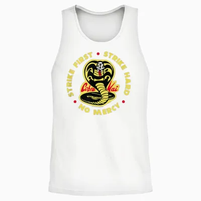 Cobra Kai Hit the First Cobra Logo Unisex Tank Top - White