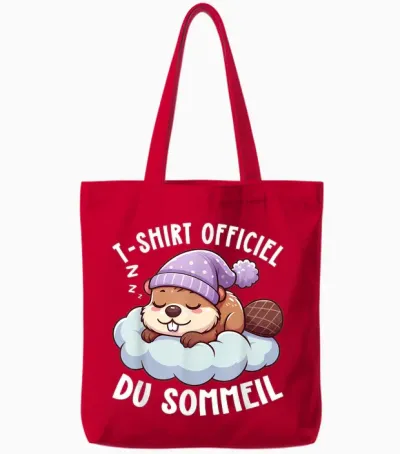 Official Beaver Funny Animal Sleep Tote Bags - Red