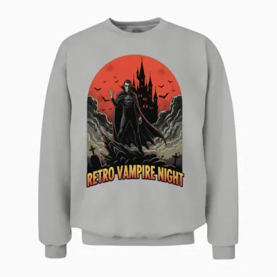 Retro Vampire Night Unisex Sweatshirt - Ash
