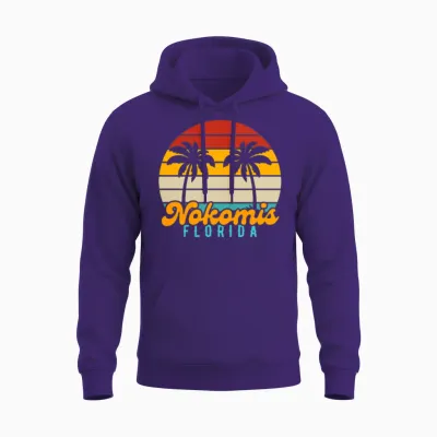 Nokomis Florida Retro Sunset Unisex Hoodie - Purple