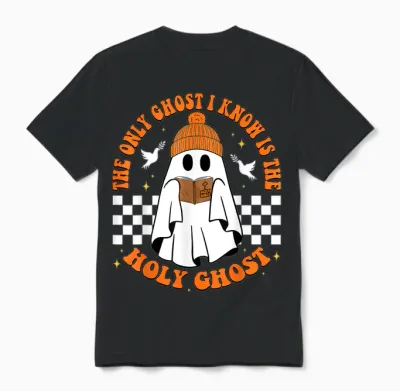 The Only Ghost I Know Is the Holy Ghost Halloween Boo Bible Unisex T-Shirt - Black
